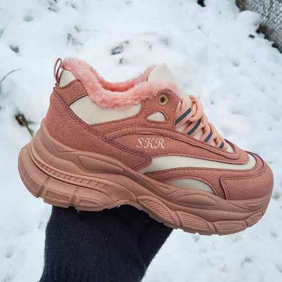 -Женський зимовий Рожевий Кросівки з МЕХОМ на Високому Підошві Мокасини (розміри: 37,38,39) — 11-3 Дніпро