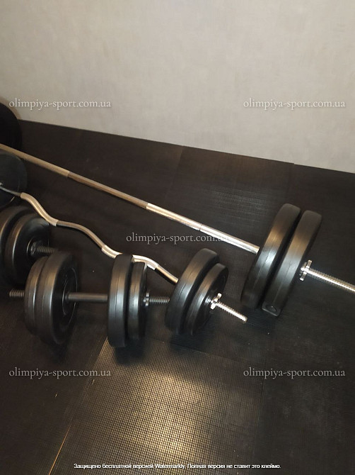 Штанга наборная + W-образный гриф + Гантели 91 кг Гантели, гири, штанги и диски ударопрочный пластик Киев - изображение 6