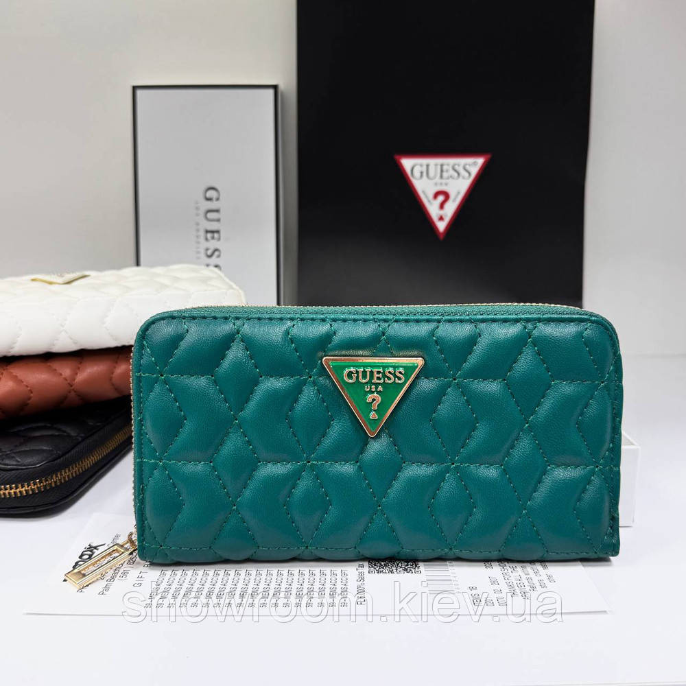Жіночий гаманець на змійці Guess (7870) зелений Київ - фото 1