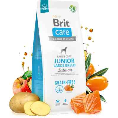 Сухий корм для собак Brit Care Dog Grain-free Junior Large Breed для великих порід з лососем 1 кг (8595602558889) Вінниця