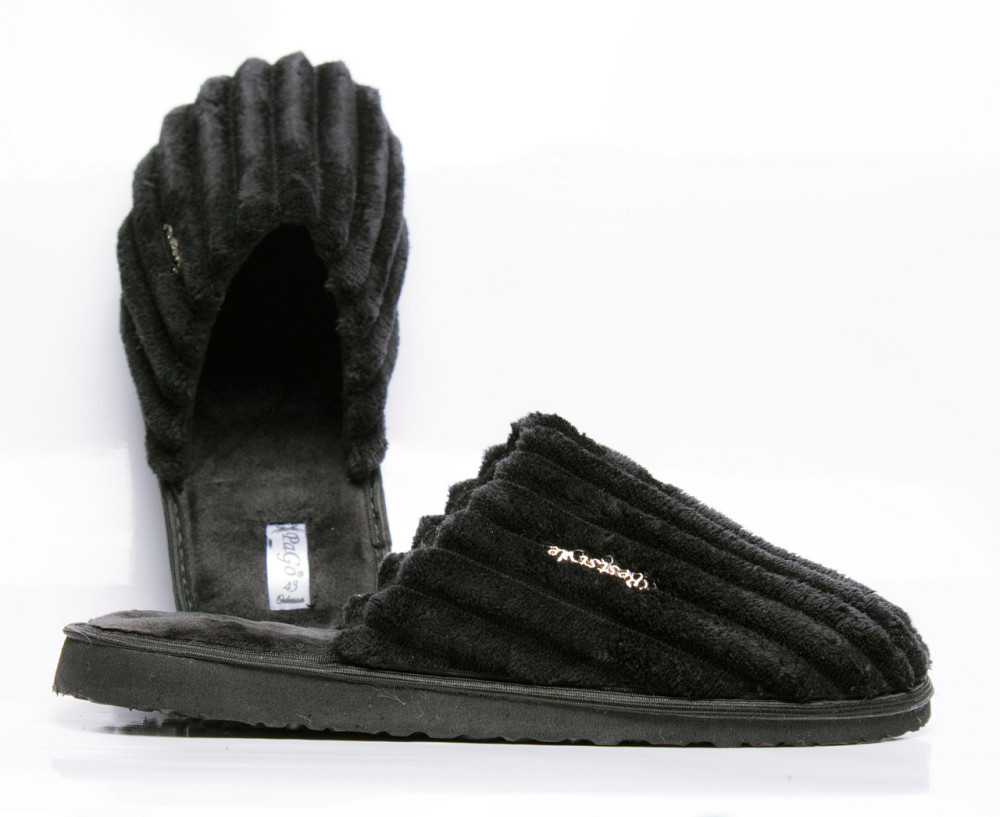 Тапочки мужские черные закрытые PaGo крупный вельвет махра 47 Одесса - изображение 2