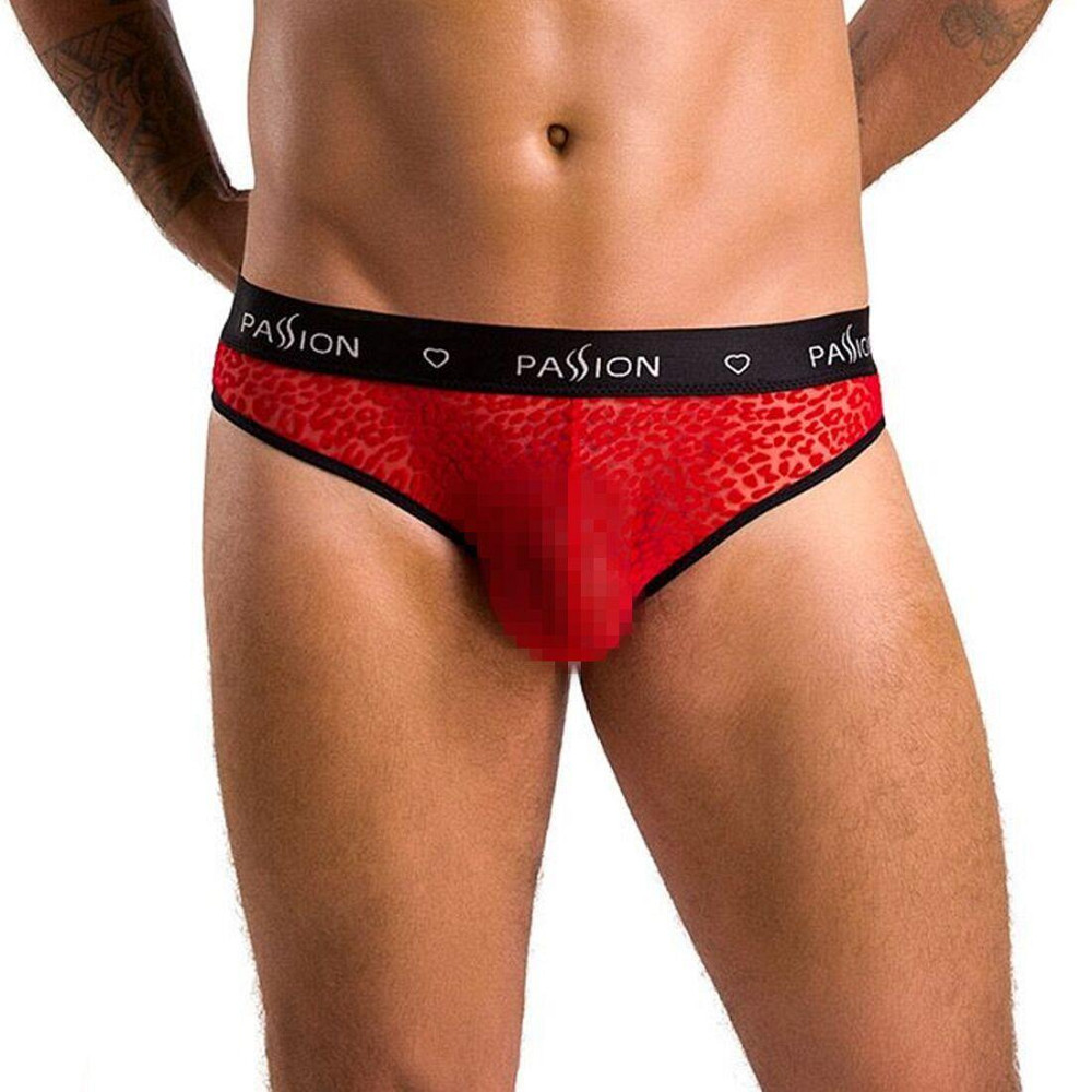 Мужские полупрозрачные трусы Passion 031 SLIP MIKE XXL/XXXL Red, под леопард Sex Aura Киев - изображение 1
