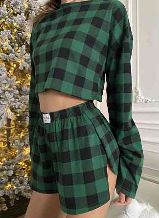 Женская пижама в клетку (шорты+кофта) Одесса