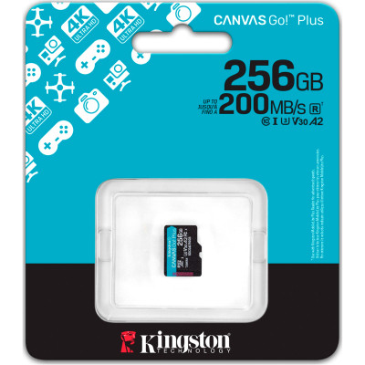Карта пам&apos;яті Kingston 256GB microSDXC сlass 10 UHS-I U3 V30 A2 Canvas Go Plus G4 (SDCG4/256GBSP) Вінниця - фото 3