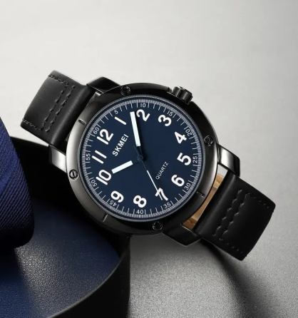 Класичний наручний чоловічий годинник Skmei 1987 Чорний з синім Вінниця