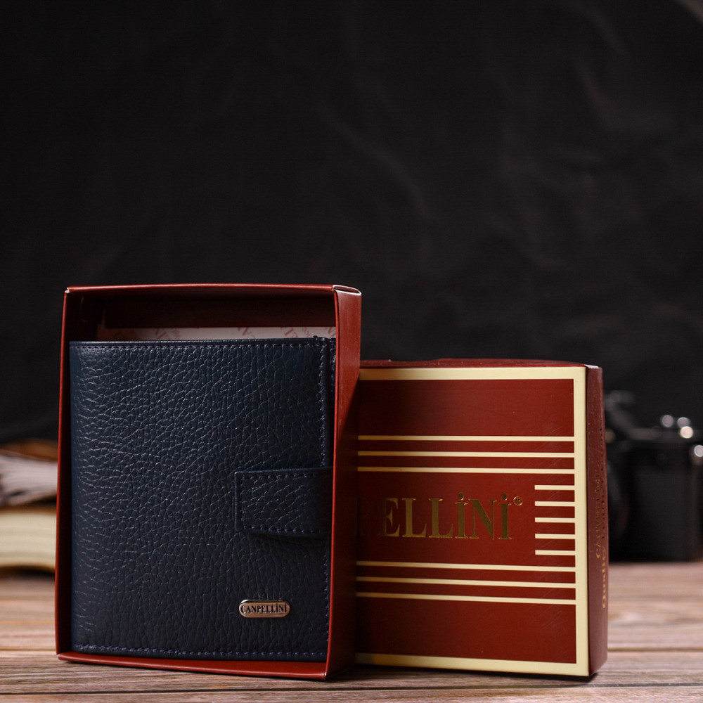 Модный мужской бумажник из натуральной зернистой кожи CANPELLINI 21746 Синий Киев - изображение 10
