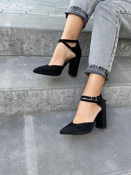 SANTINI Босоніжки жіночі чорні замшеві SANTINI 953589-21 літо, натуральна замша на підборах / С Коломыя - изображение 3