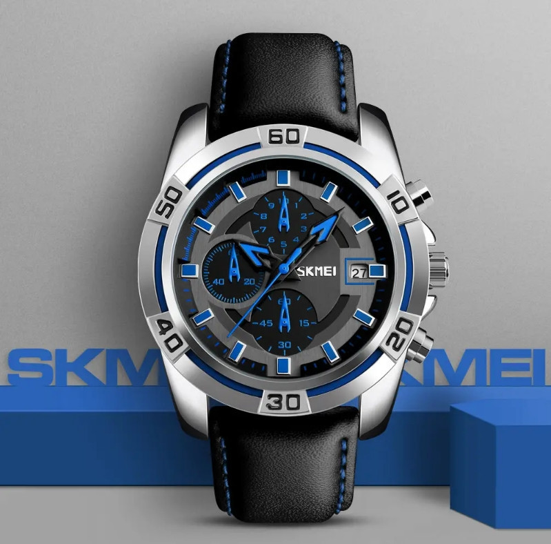 Мужские часы Skmei 9156 avalon черный с синим Киев - изображение 5