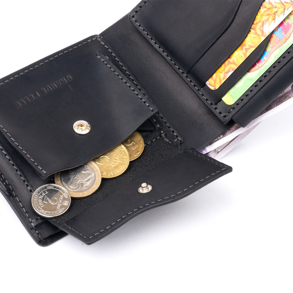 Портмоне горизонтальне Amico на магніті на два відділення матове GRANDE PELLE 11319 Чорне Київ - фото 7