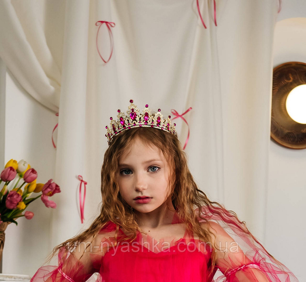 Диадема на обруче Корона малиновая с камнями Кривой Рог - изображение 3