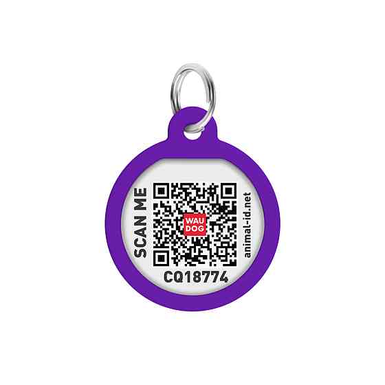 Адресник для собак и кошек металлический WAUDOG Smart ID с QR паспортом, рисунок 