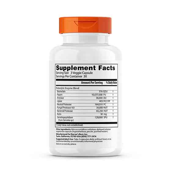 Протеолітичні ферменти Doctor's Best Proteolytic Enzymes 90 вег капс Київ
