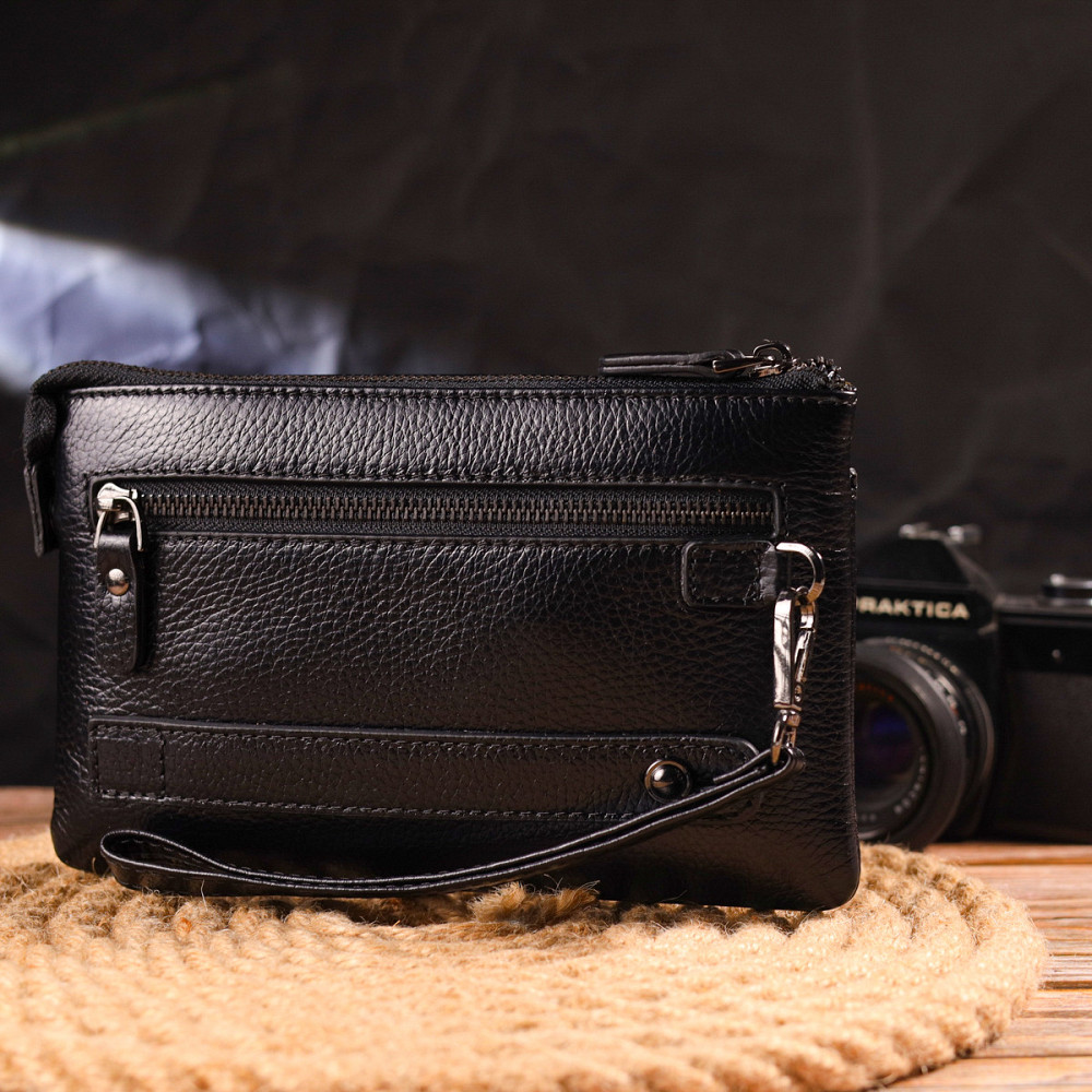 Стильний клатч для чоловіків із натуральної шкіри CANPELLINI 21546 Чорний Київ - фото 8