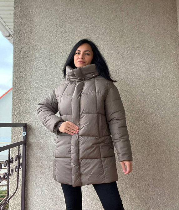 Куртка женская Lady Yep 9045 длинная бедра с капюшоном пальто коричневая, коричневый, 44 Киев - изображение 15