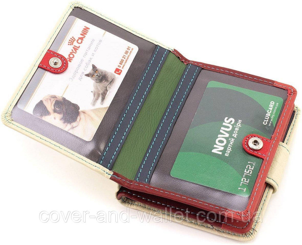 Небольшой кожаный женский кошелёк бежевого цвета на магнитной застежке ST Leather Киев - изображение 7