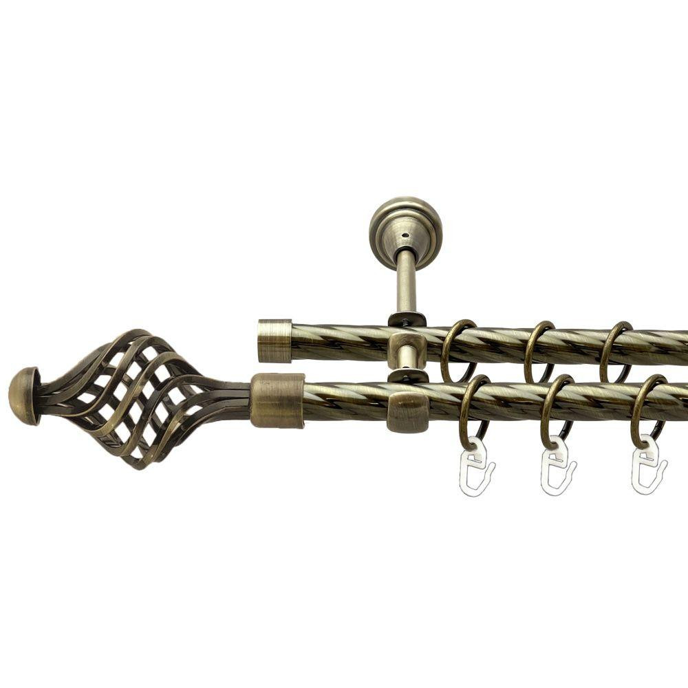 Карниз Orvit Арезо металевий дворядний відкритий скручена труба кільце металеве Антик 16\16 мм 240 см Львов - изображение 1