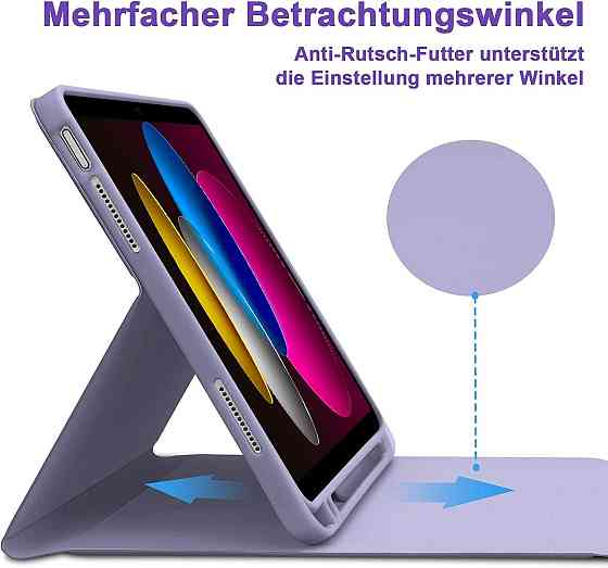 Чохол з клавіатурою для iPad 10 (10.9” 2022), iPad A16 11” (2025) QWERTZ знімна Bluetooth-клавіатура з підсвічуванням, лавандовий Київ