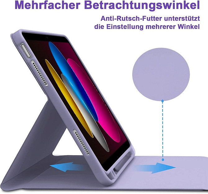 Чохол з клавіатурою для iPad 10 (10.9” 2022), iPad A16 11” (2025) QWERTZ знімна Bluetooth-клавіатура з підсвічуванням, лавандовий Київ - фото 6