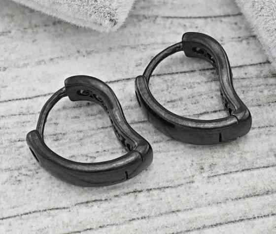 Серьги Xuping 37323, размер 15*4мм, черные фианиты, позолота Black gun Киев