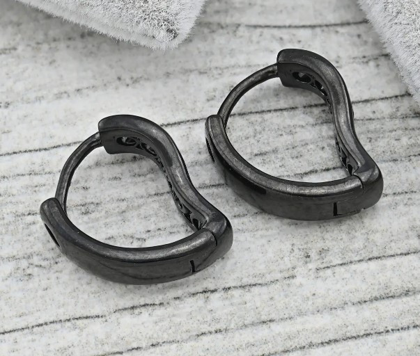 Серьги Xuping 37323, размер 15*4мм, черные фианиты, позолота Black gun Киев - изображение 3