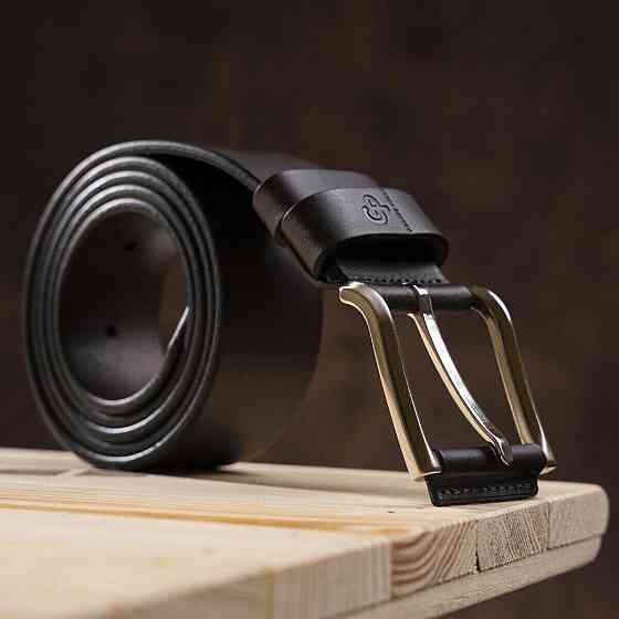 Ексклюзивний чоловічий джинсовий ремінь з натуральної шкіри GRANDE PELLE 00910 Коричневий Київ