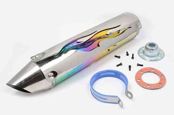 Глушник (тюнінг) 420*10 см, кріп. Ø78mm (нержавіюча сталь, полум'я, з накладкою, прямоток, mod:4) Мукачево