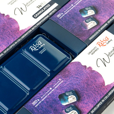 Акварельные краски Rosa Gallery GRANULATION 14 кольорів по 2,5 мл в металевому пеналі (4823098544128) Винница - изображение 3