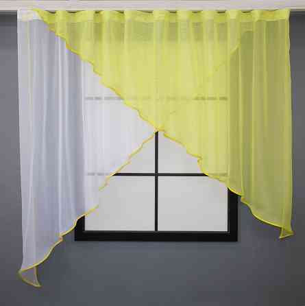 Кухонная занавеска VR-Textil № 053к желтый с белым 280х170 см (52-1060) Киев