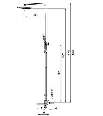 Душова колонна Koer KB-56009-01 зі змішувачем, колір хром (KR3506) Харків
