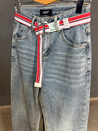 Джинси жіночі Lady 0132 wide leg palazzo jeans широкі стрейчові висока посадка ремінь блакитні, блак Одеса - фото 9