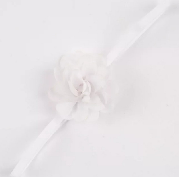 Детская повязка на голову с шифоновым цветком one size белый Киев - изображение 2