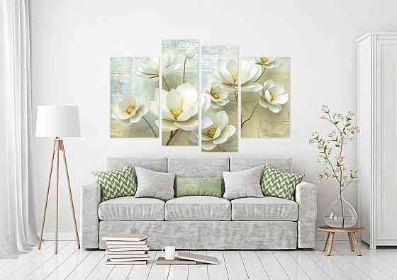 Модульна картина у спальню, вітальню Абстракція Квіти Art-614_4 Київ