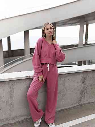 Женский базовый прогулочный костюм двойка: кофта и штаны турецкая трехнить пенье Терракот Одесса