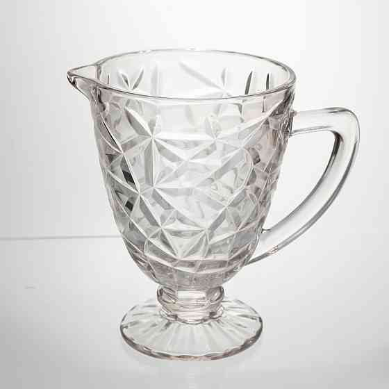 Глек скляний для компоту 1.2 л прозорий ребристий фігурний графин для лимонаду HP-19-163 Коломыя