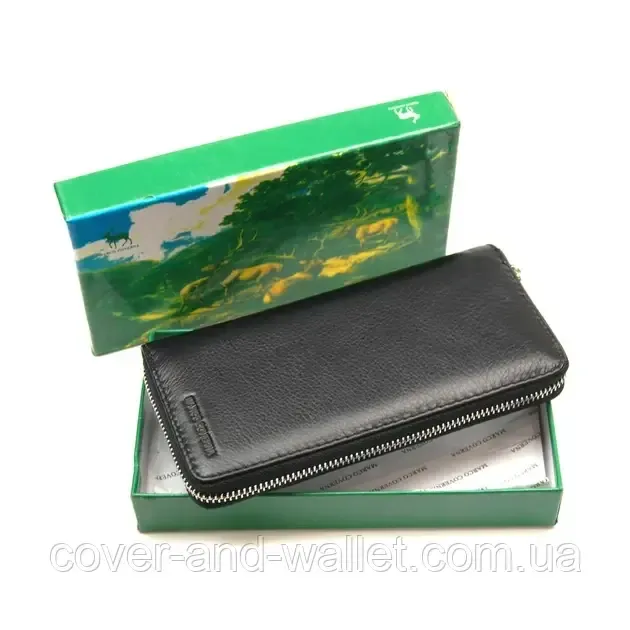 Кожаный кошелек черного цвета на молнии Marco Coverna 7002-1 Киев - изображение 9