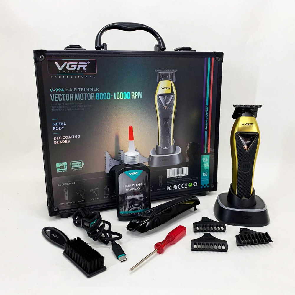 Професійна акумуляторна машинка для стрижки VGR, Машинка для стрижки волосся з різними насадками GN-55 Львів - фото 19