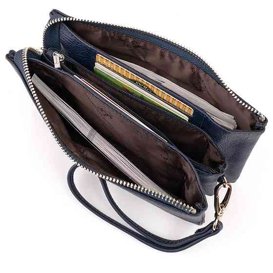 Вместительный клатч на два отделения женский ST Leather 19248 Синий Киев