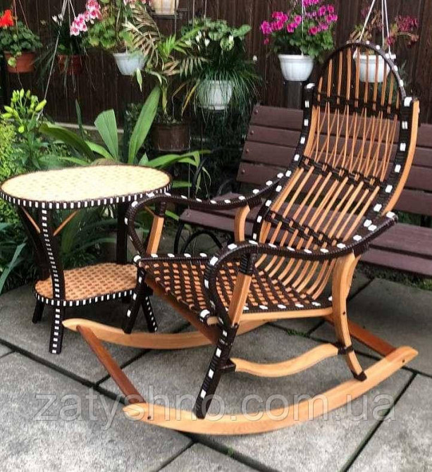 Мебель плетеная качалка и овальный стол Киев - изображение 3