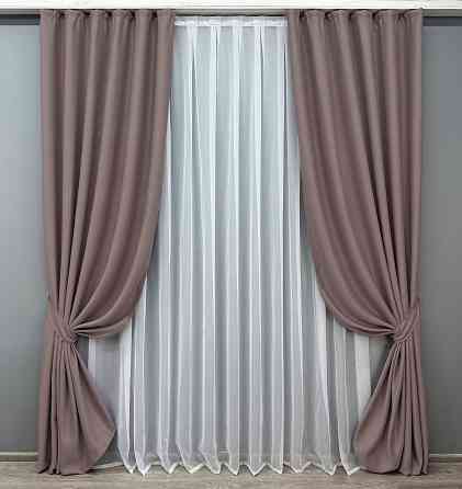 Комплект готових штор VR-Textil Bagema Rvs № 1245ш Пудровий 130х290 см 2 шт (39-0010) Київ