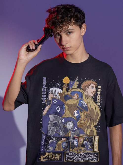 Футболка мужская аниме Есканор Севен Деадлй Синс оверсайз (S/M/L) Черний AnimeJ0967 Днепр - изображение 8
