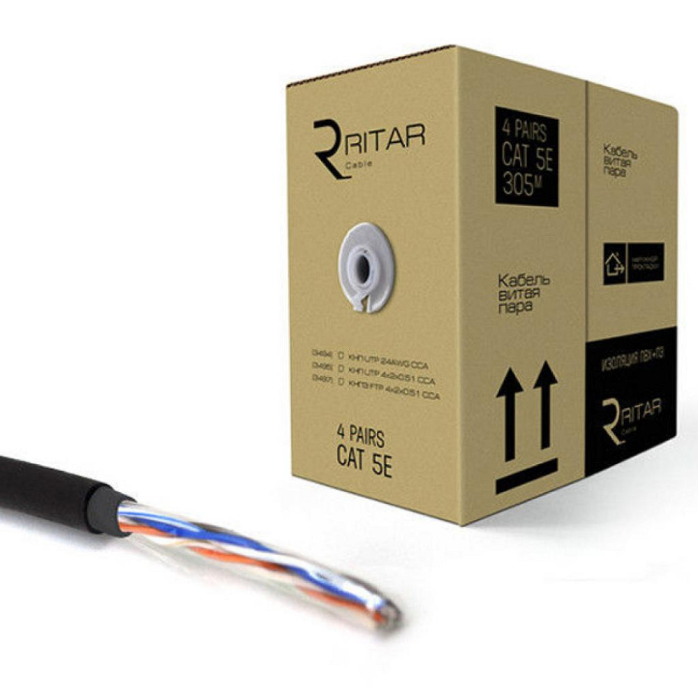 Кабель мережевий Ritar UTP 305м КНП (4*2*0,51)[СCA] ПВХ+ПЭ, наружный (03495) Вінниця - фото 1
