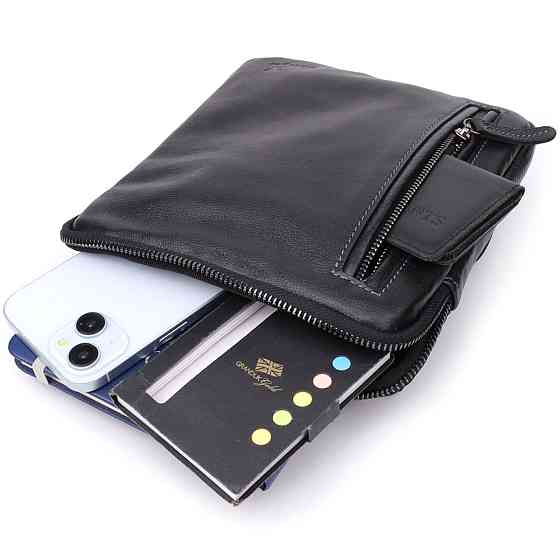 Сумка на плечо для мужчин из прочной зернистой кожи Черный (SHVIGEL) Киев