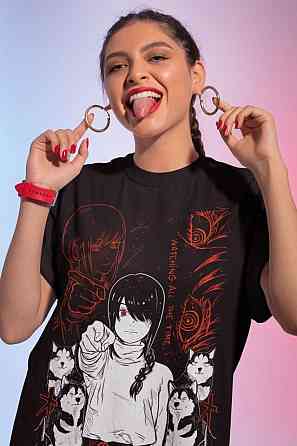 Футболка для мальчика аниме Человек-бензопила оверсайз (рост от 165 до 180 ) Черний AnimeJ0905m Днепр