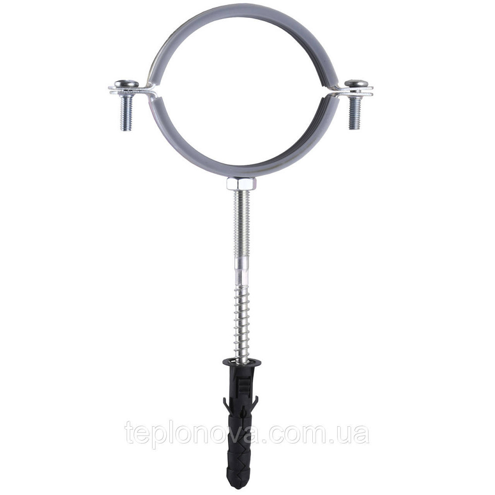 Хомут у зборі CR 2 1/2" (70-80 мм) з гвинтом-шурупом 8*100 і дюбелем у уп., сірий Чернівці - фото 1