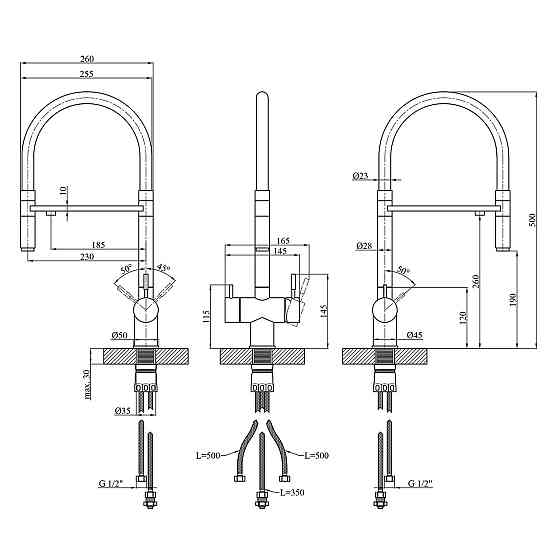 Змішувач для кухні з підключенням до фільтру Kroner KRP Edelstahl Klassisch - ESG03815WHI білий Київ