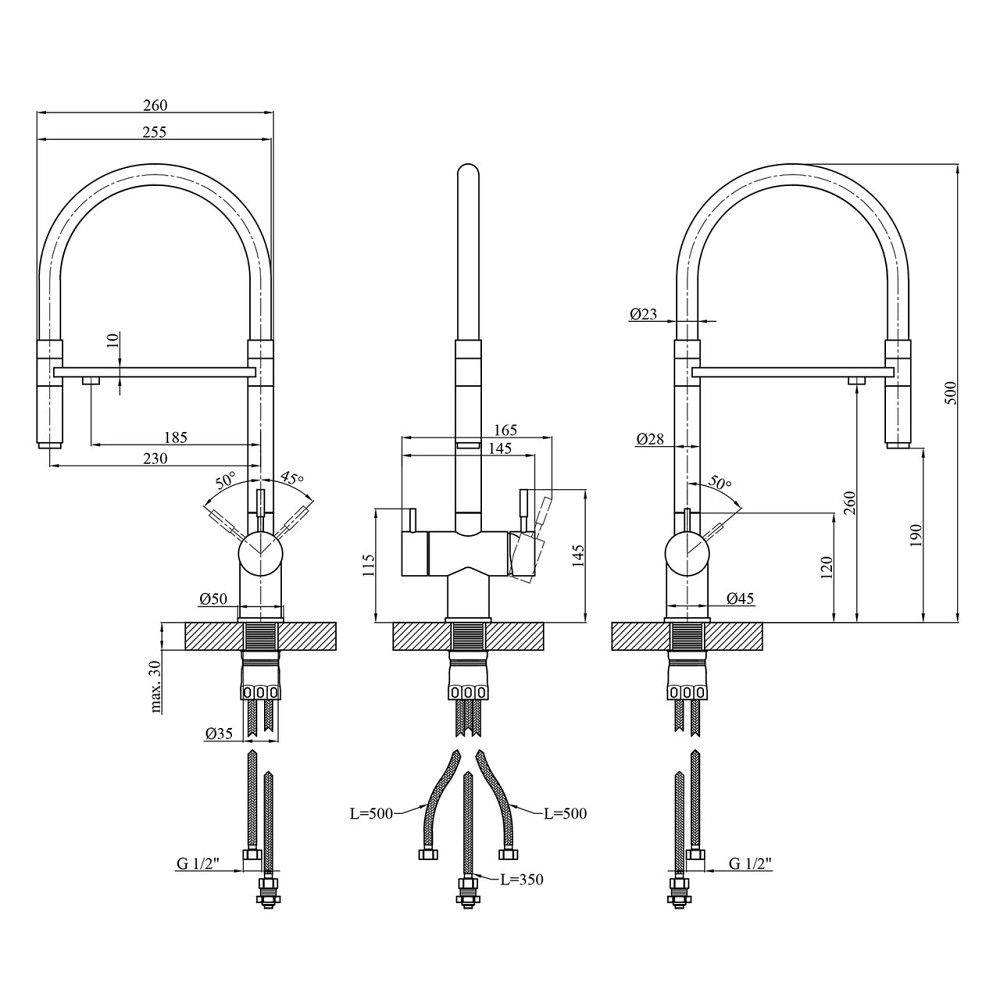 Смеситель для кухни с подключением к фильтру Kroner KRP Edelstahl Klassisch - ESG03815WHI белый/сатин Киев - изображение 2