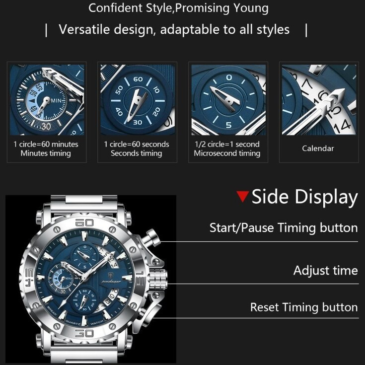 Часы мужские наручные Poedagar Crucial Серебристый Киев - изображение 9