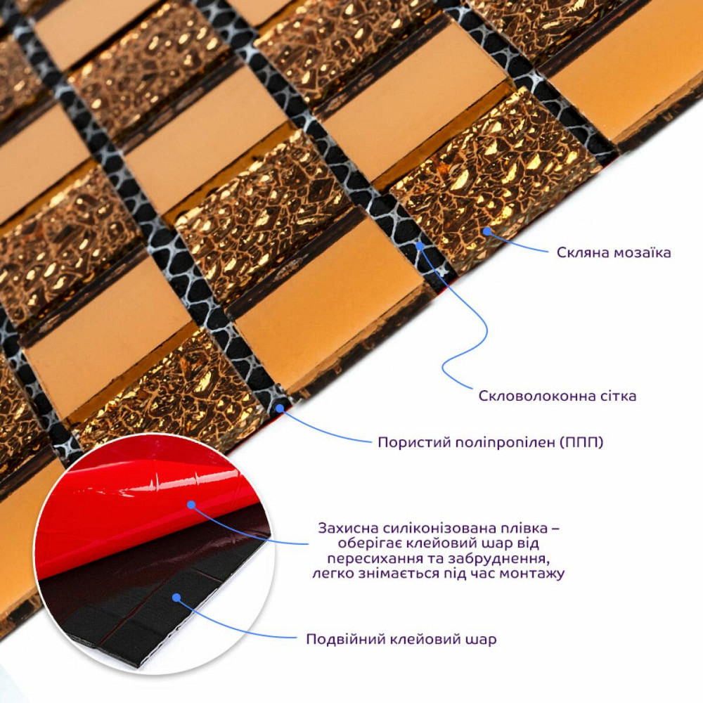 Декоративна скляна мозаїка Оранж Київ - фото 2