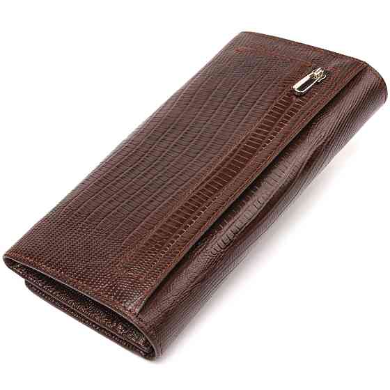 Стильний гаманець для жінок з натуральної фактурної шкіри Коричневий (CANPELLINI) Київ