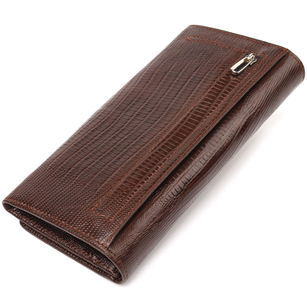 Стильний гаманець для жінок з натуральної фактурної шкіри Коричневий (CANPELLINI) Київ - фото 6